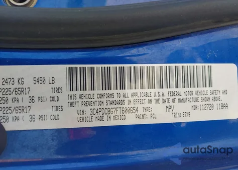 2015 Dodge Journey Sxt from USA, damaged, VIN 3C4PDCBG7FT600654